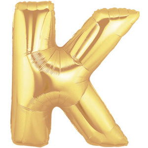 Letter K Gold Foil Balloon 100cm Balloons & Streamers - Party Centre