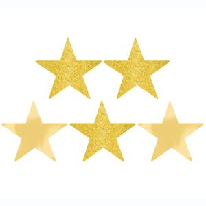 Gold Star Glitter and Foil Cutout 5in 5pcs Decorations - Party Centre