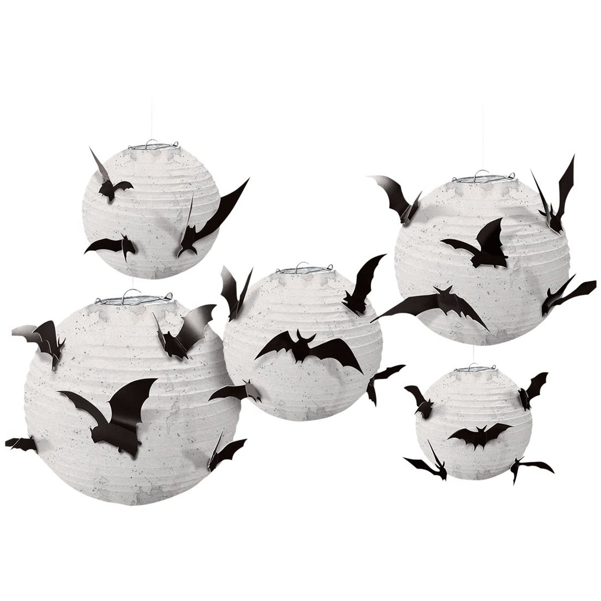 Lanterns with Bats Add-Ons Paper with Metal Frame & Paper Cutouts