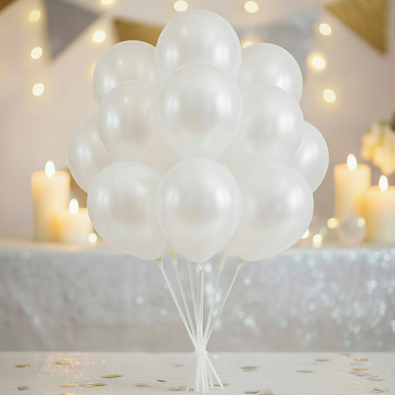 Frosty White Pearl Latex Balloons 5in, 100pcs