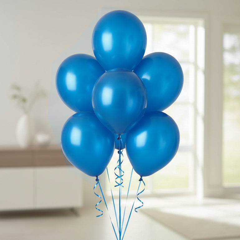 Bright Royal Blue Metallic Latex Balloon 11in, 50pcs