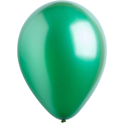 Festive Green Metallic Latex Balloons 11in, 50pcs