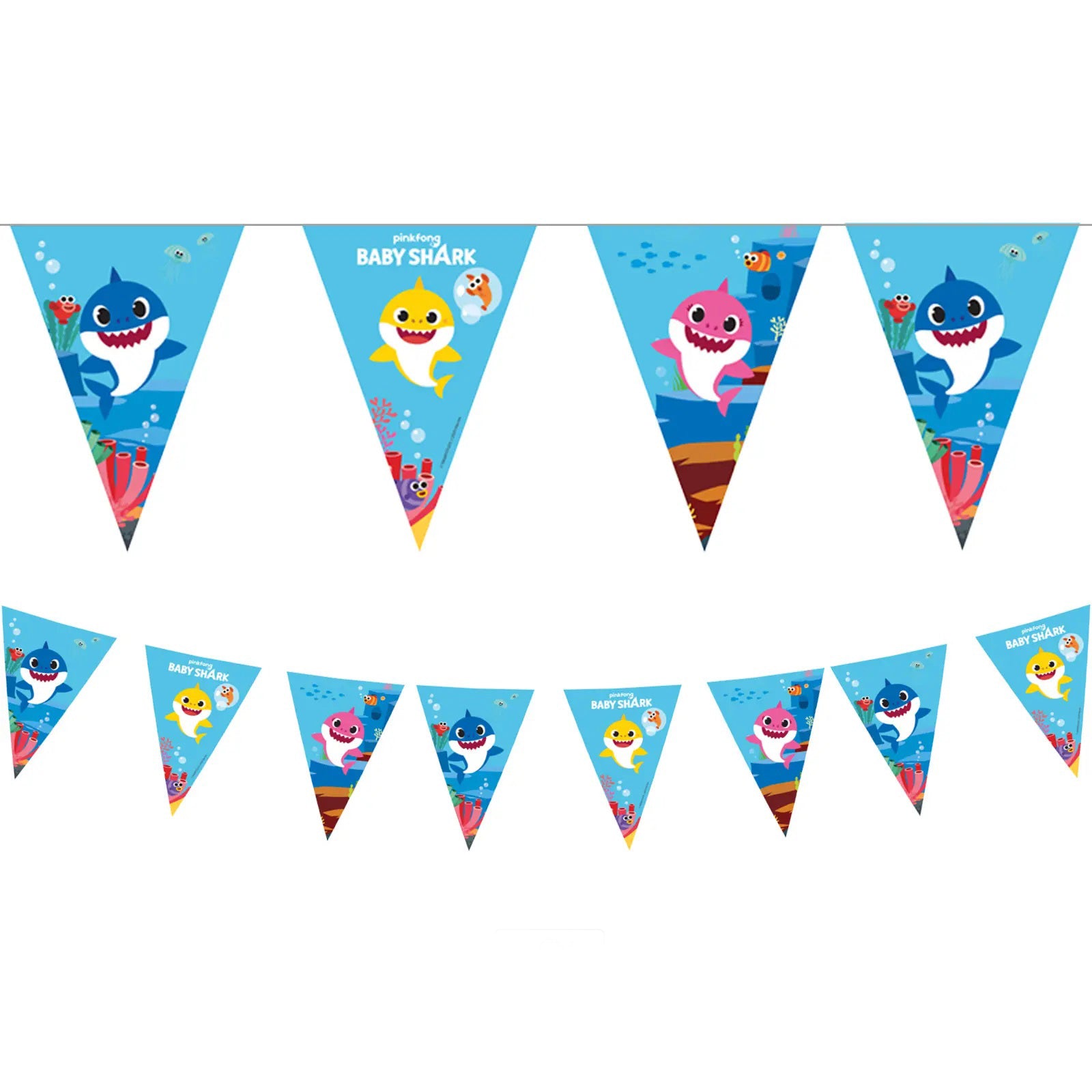 Baby Shark Triangle Flag Banner Paper 1pc