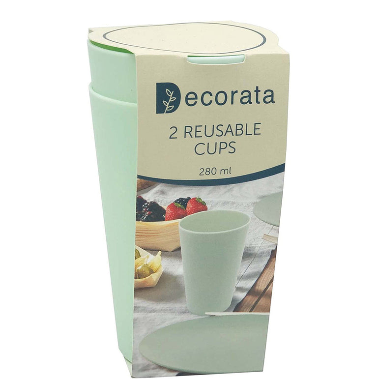 Mint Pastel Party Popcorn Reusable Cups 280ml 2pcs