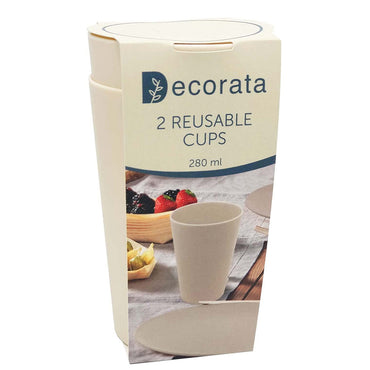 Beige Party Popcorn Reusable Cups 280ml 2pcs