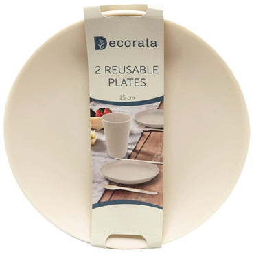 Beige Reusable Party Plastic Plates 9in 2pcs