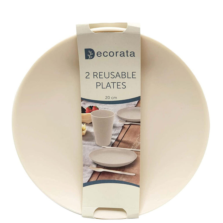 Beige Reusable Party Plastic Plates 7in 2pcs