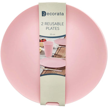 Pink Reusable Party Plastic Plates 9in 2pcs
