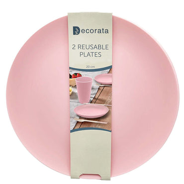 Pink Reusable Party Plastic Plates 7in 2pcs