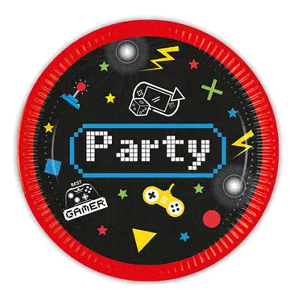Gaming Party Paper Plates 9in, 8pcs