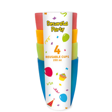 Coloured Semi Transparent Plastic Cups 220ml 4pcs