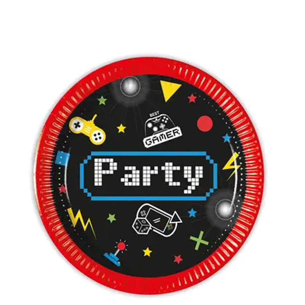 Gaming Party Paper Plates 7in, 8pcs