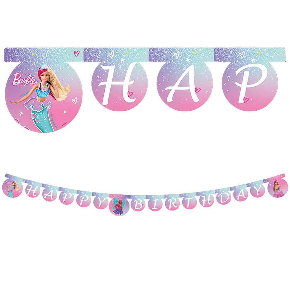 Barbie Fantasy Happy Birthday Banner Die Cut Decoration 2m