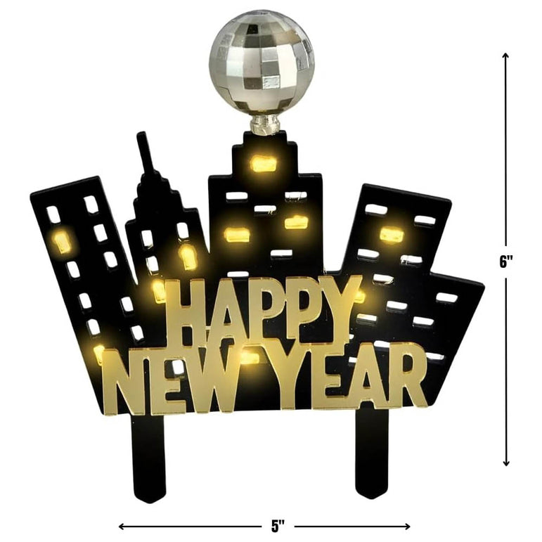 Light Up New Year’s Eve Skyline Cake Topper 5in x 6in