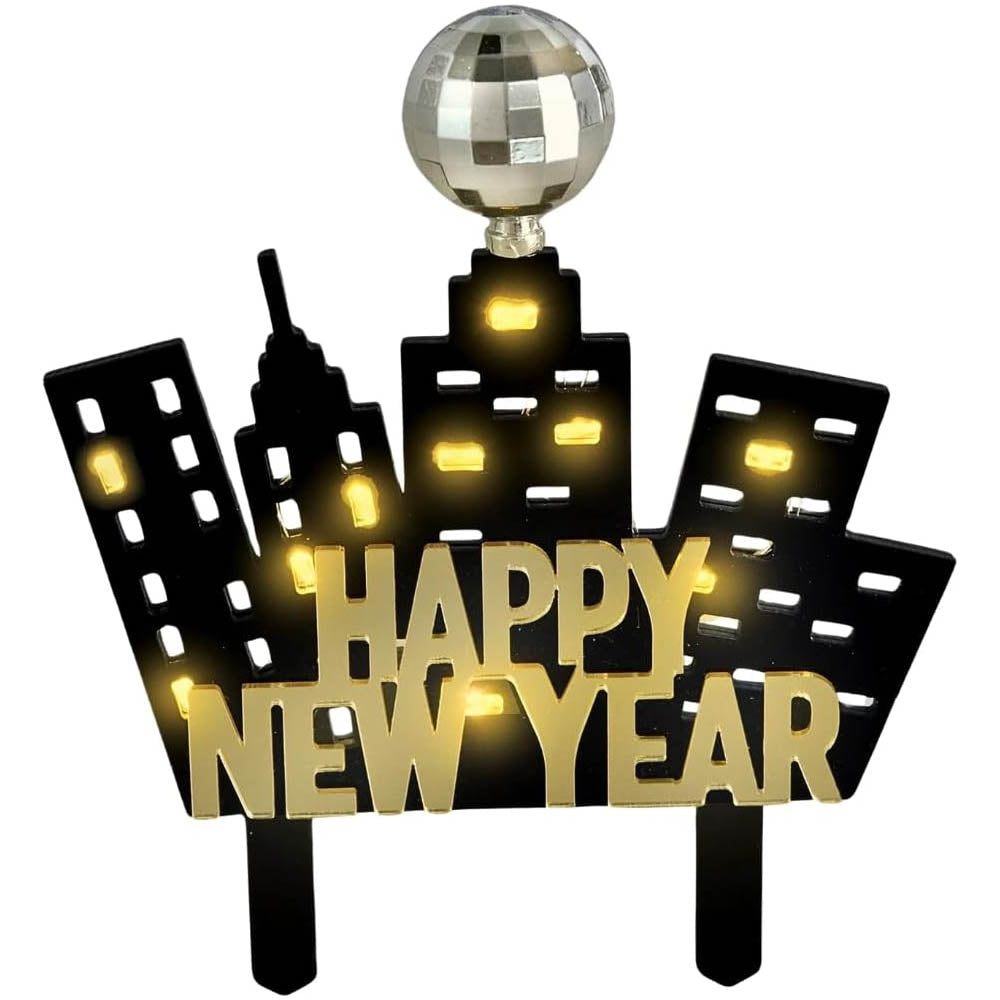 Light Up New Year’s Eve Skyline Cake Topper 5in x 6in