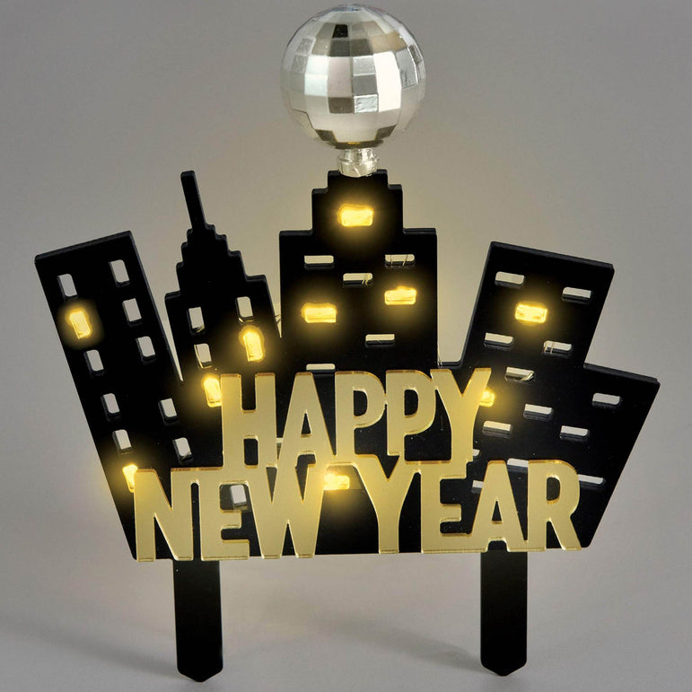 Light Up New Year’s Eve Skyline Cake Topper 5in x 6in