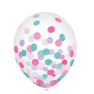Clear Latex Balloon with Round Tissue Confetti 12in, 6pcs