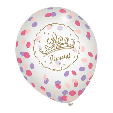 Disney Princess Latex Confetti Balloon 12in, 6pcs