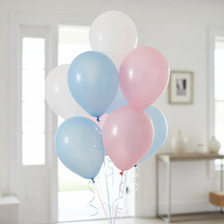 Gender Reveal Latex Round Balloons White Pink Blue 11in 15pcs