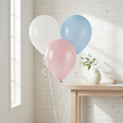 Gender Reveal Latex Round Balloons White Pink Blue 11in 15pcs