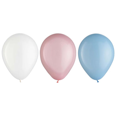 Gender Reveal Latex Round Balloons White Pink Blue 11in 15pcs