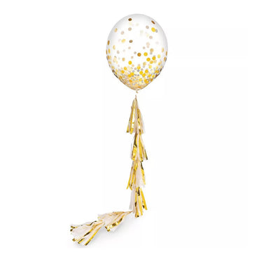 Gold Confetti Latex Balloon w/ Tassel Tail 24in