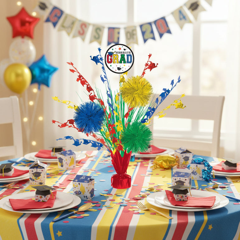 Graduation Tinsel Burst Centerpiece Foil & Paper Decoration 18 in