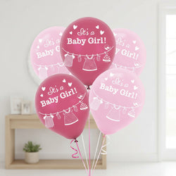 Baby Shower With Love Baby Girl Latex Balloons 12in, 15pcs