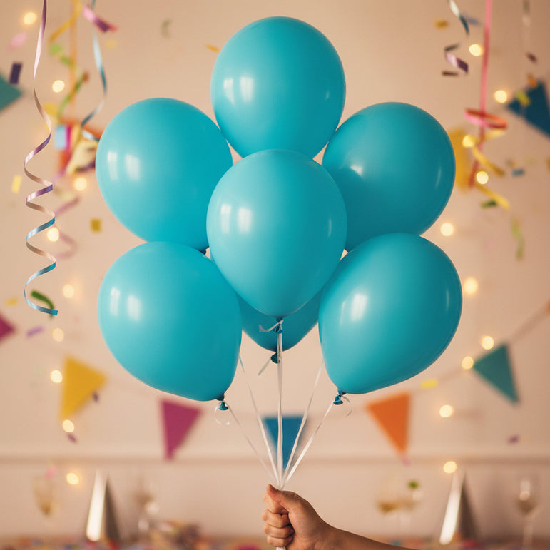 Caribbean Blue Latex Balloons 12in, 15pcs