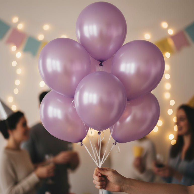 Lavender Pearlized Latex Balloons 12in, 15pcs