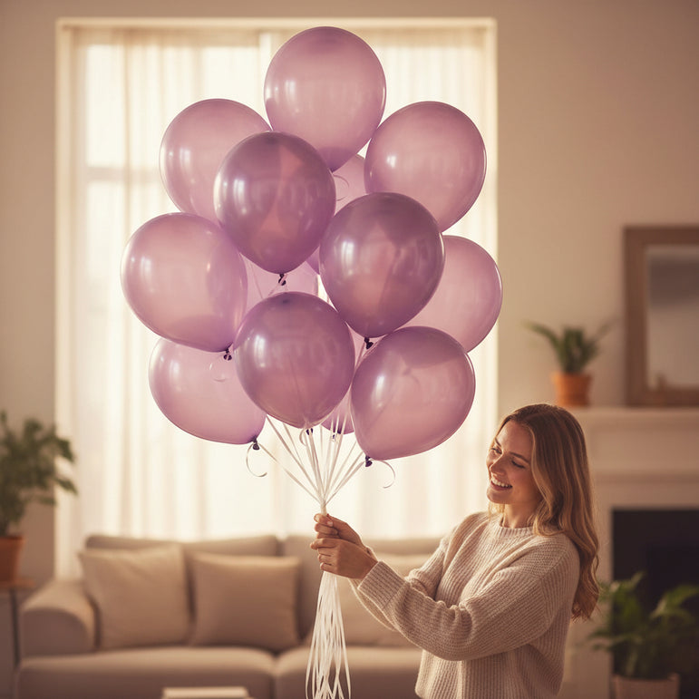 Lavender Pearlized Latex Balloons 12in, 15pcs