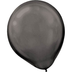 Black Pearlized Latex Balloon 12in, 15pcs