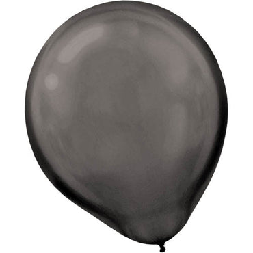 Black Pearlized Latex Balloon 12in, 15pcs