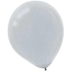 Silver Pearlized Latex Balloon 12in, 15pcs