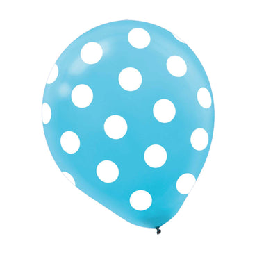 Caribbean Blue Dots Latex Balloons 12in, 6pcs