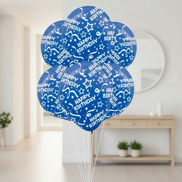Bright Royal Blue Birthday Confetti Latex 12in, 6pcs