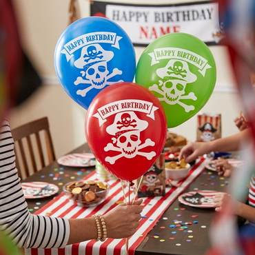Pirate Party 12 Inch  Assorted Latex, 6pcs