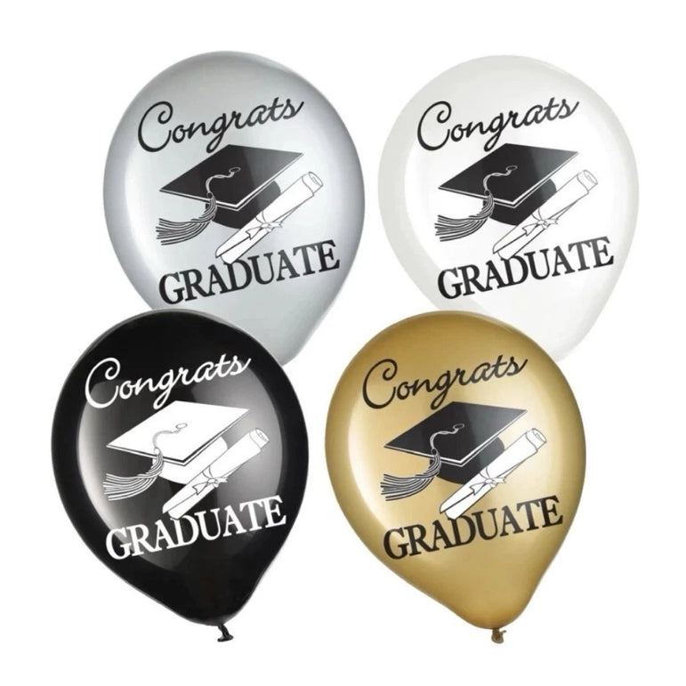 Graduation Printed Latex Balloons 15pcs