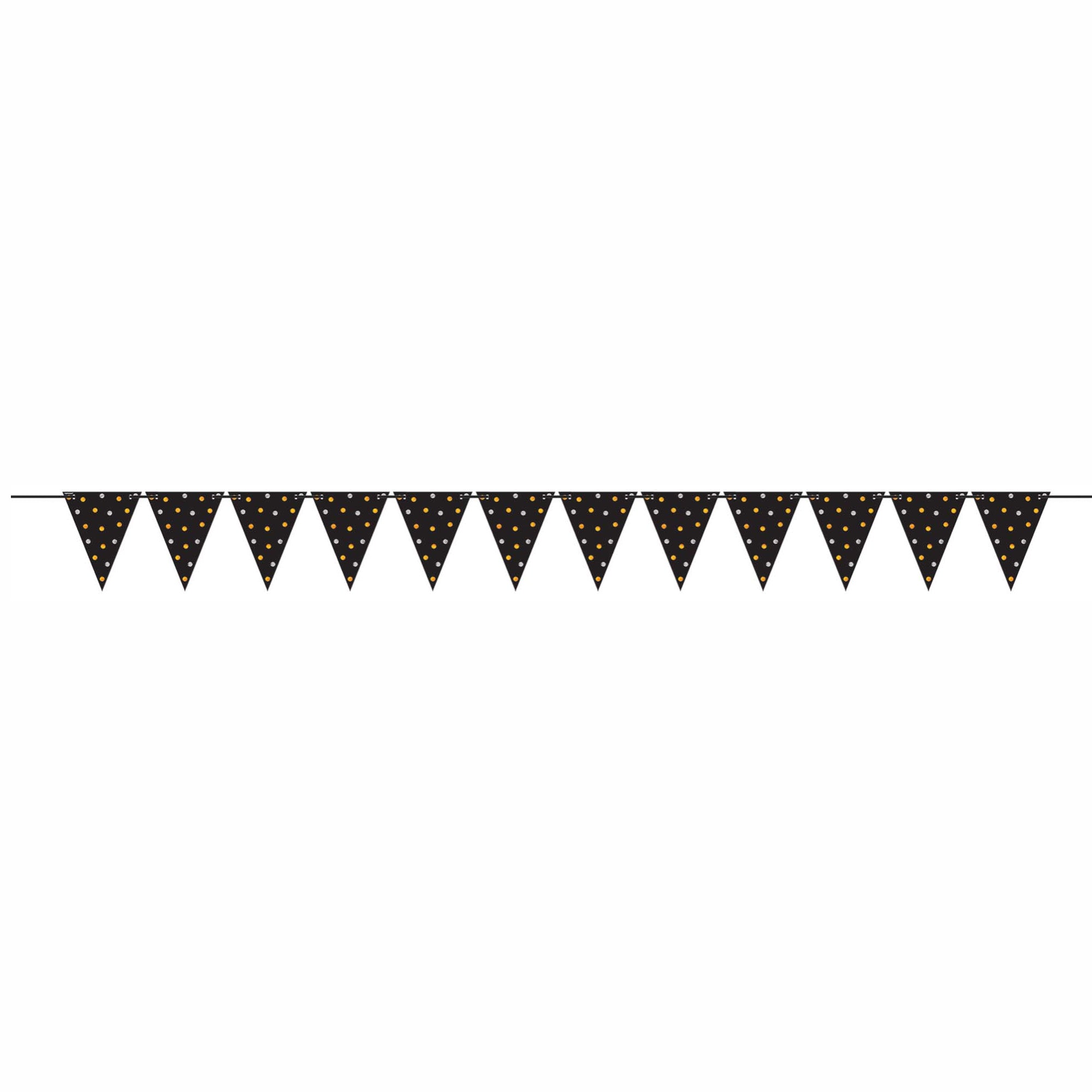 Black Mixed Metallic Mini Paper Pennant Banner