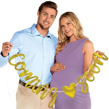 Baby Shower Coming Soon Foil Letter Banner Decoration