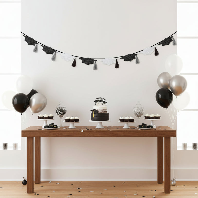 Graduation Cap Garland Tassel Banner Hanging Decoration 12 in