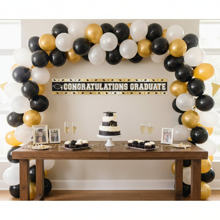Congratulations Graduate Banner Foil Decoration 9 ft x 5 in