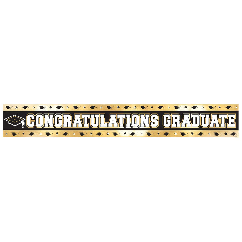 Congratulations Graduate Banner Foil Decoration 9 ft x 5 in