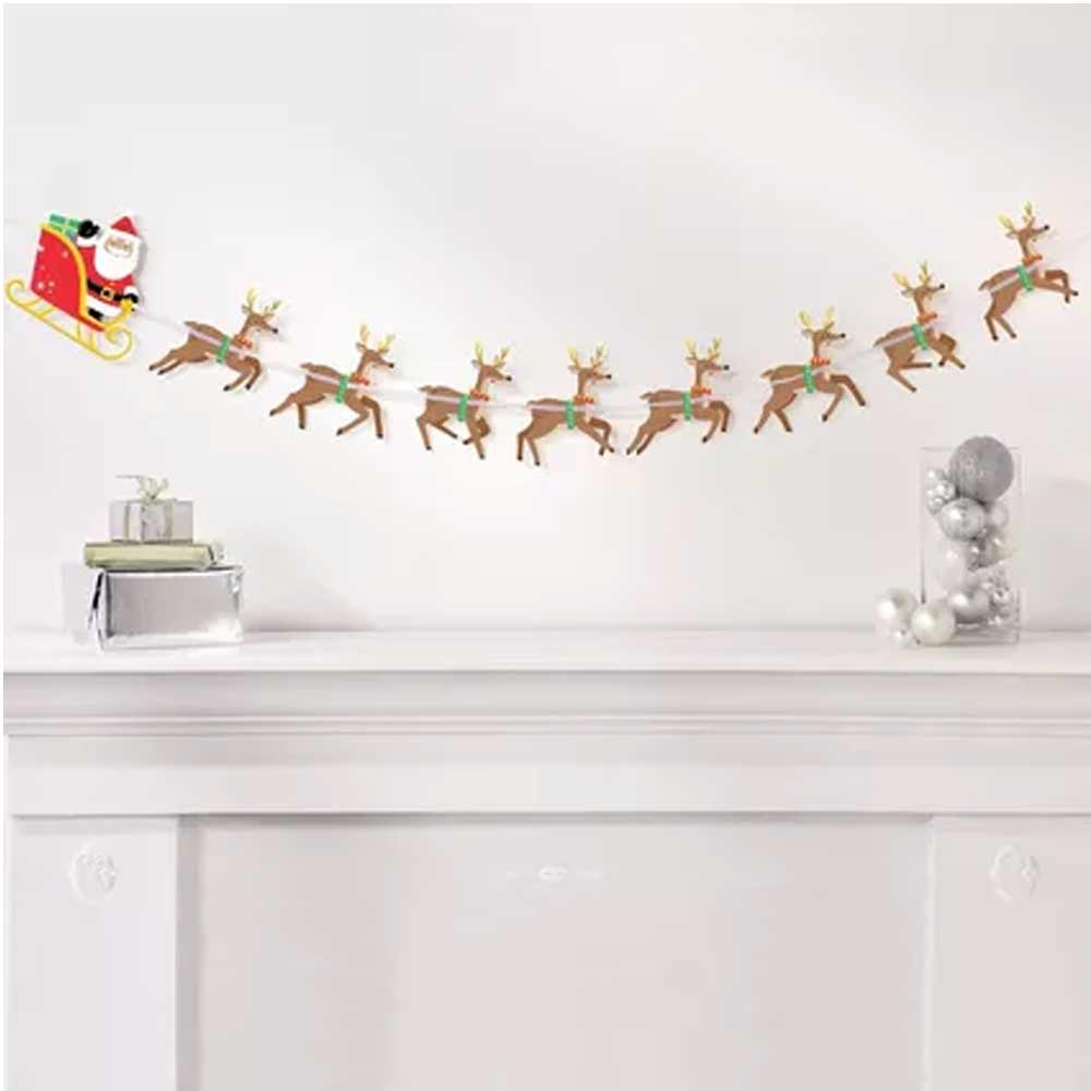 Santa & Reindeer Paper Banner