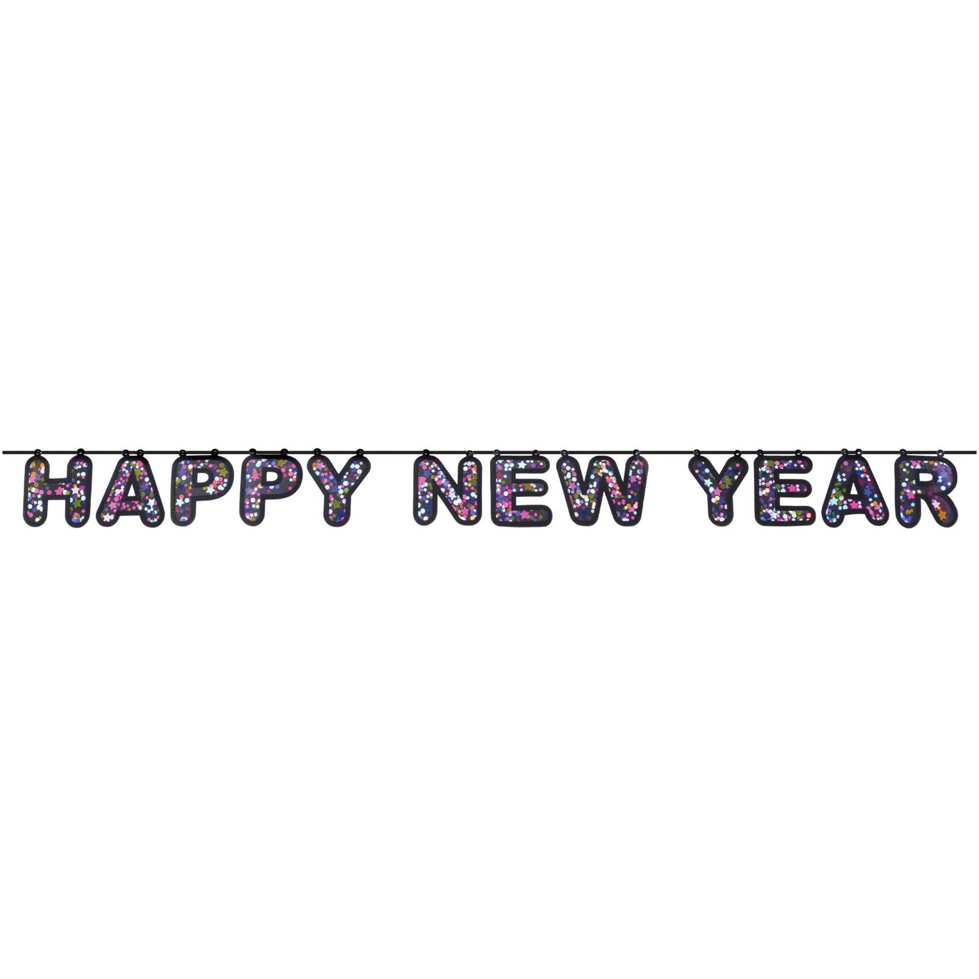 Starlight Happy New Year Confetti Banner Decorations 17in X 4in