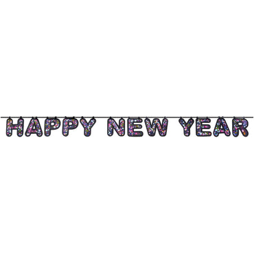Starlight Happy New Year Confetti Banner Decorations 17in X 4in