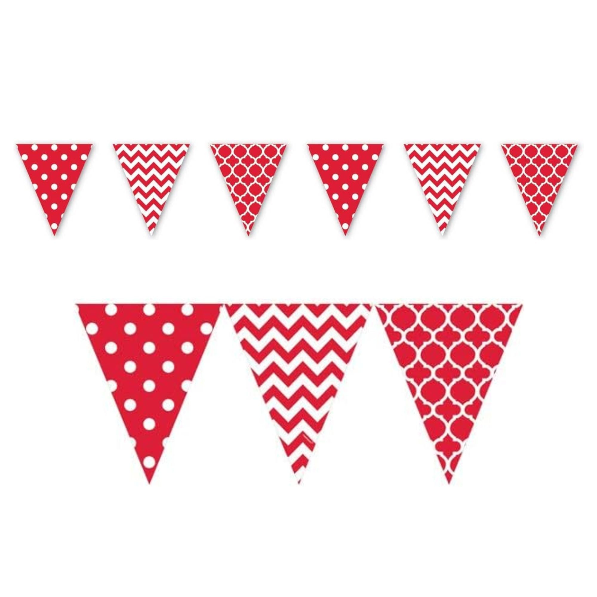 Apple Red Dots and Chevron Large Pennant Banner 12ft