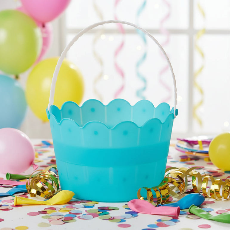 Easter Plastic Scalloped Blue Bucket