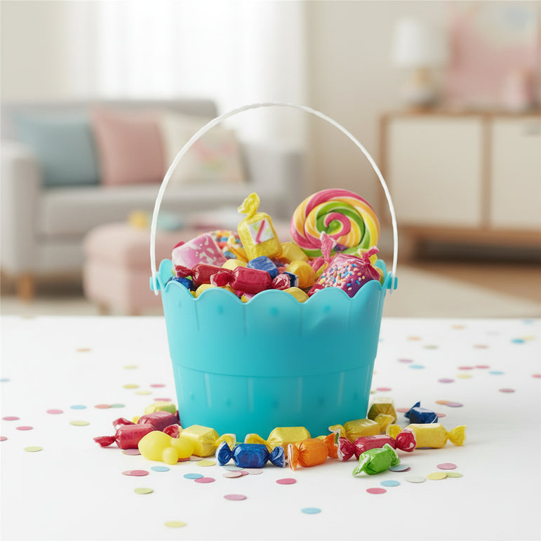Easter Plastic Scalloped Blue Bucket