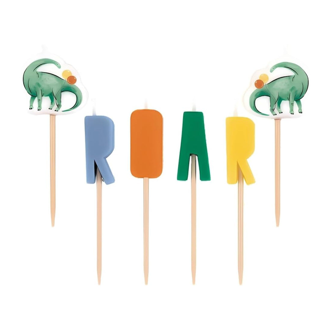 Partying Dinosaurs Birthday Pick Candle Decoration 6pcs
